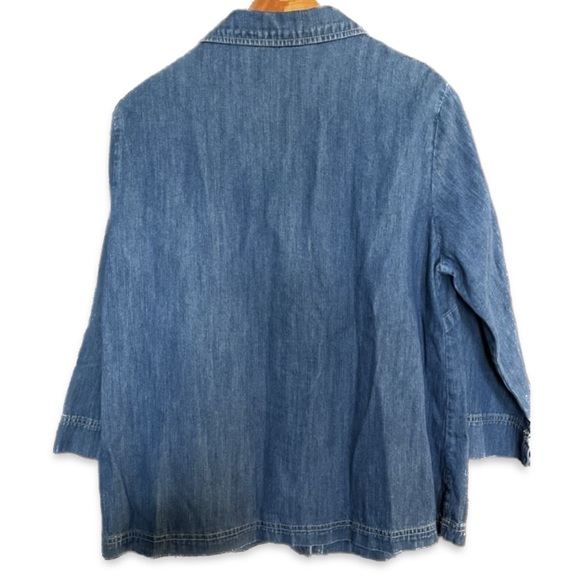 Liz Claiborne Denim Jacket - Tunic / shirt Button down embroidery Large - Picture 6 of 14